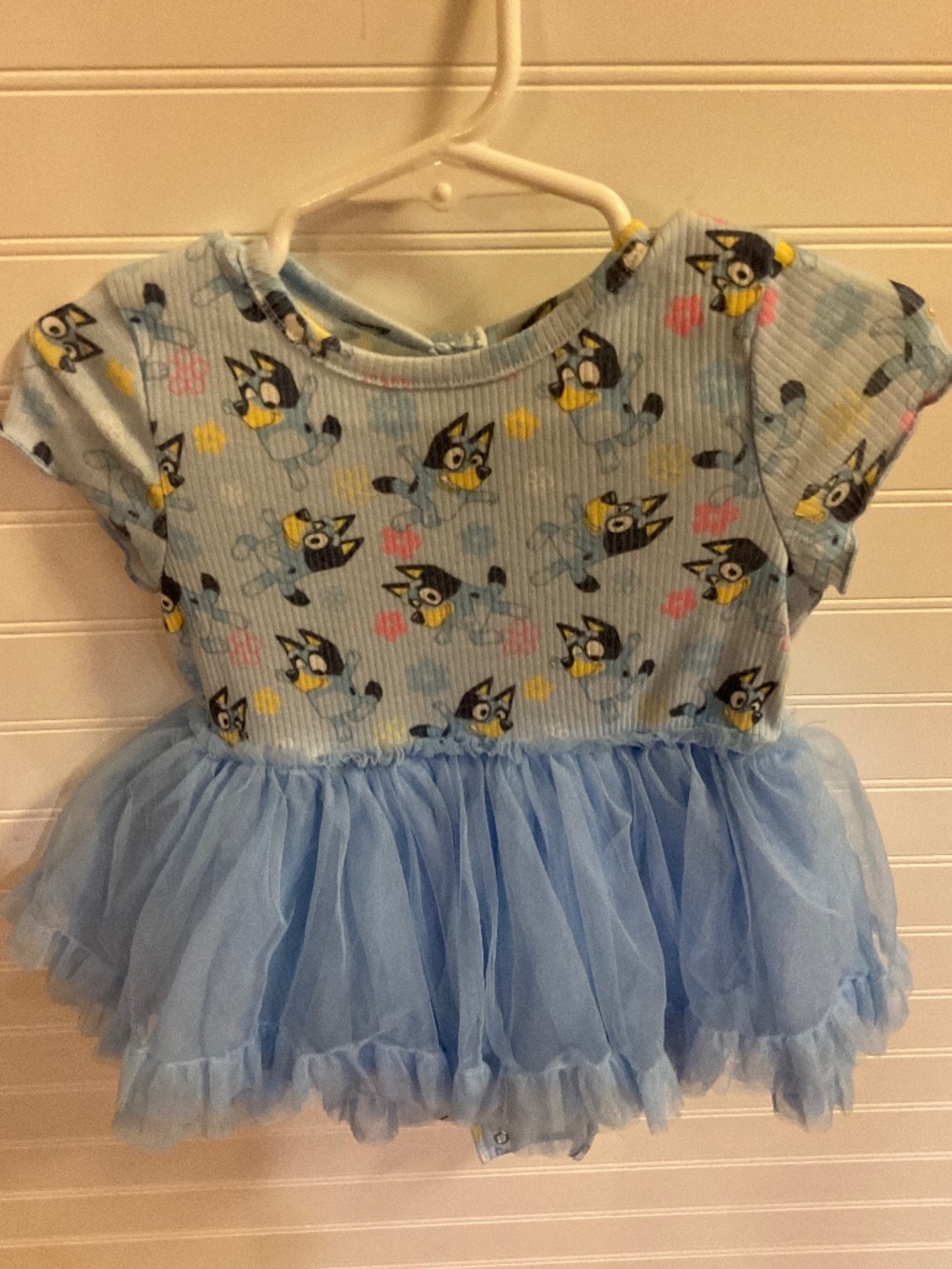 Bluey Baby Girls Tutu Bodysuit Blue Ruffle Tulle Dress.  Size 24M. Pre Owned